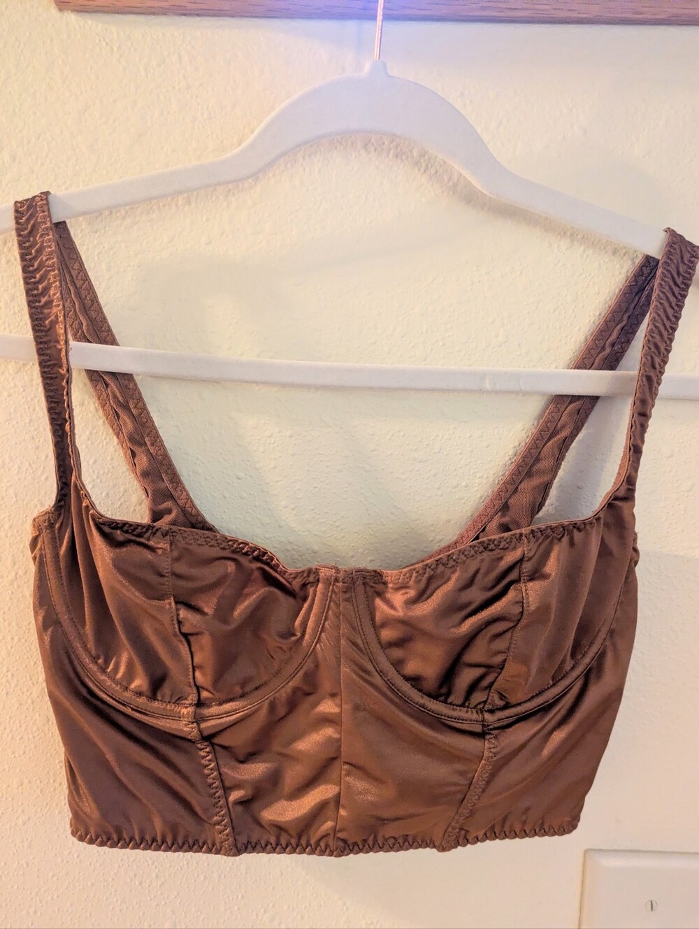 SKIMS Bronze Stretch Satin Corset Top